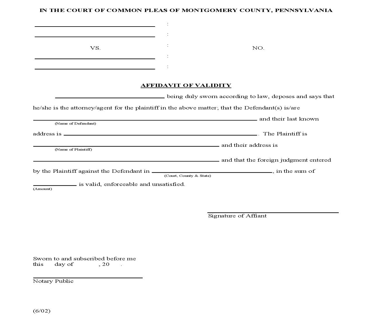 Affidavit Of Validity | Pdf Fpdf Doc Docx | Pennsylvania