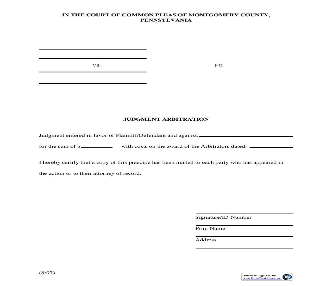 Judgment Arbitration | Pdf Fpdf Doc Docx | Pennsylvania