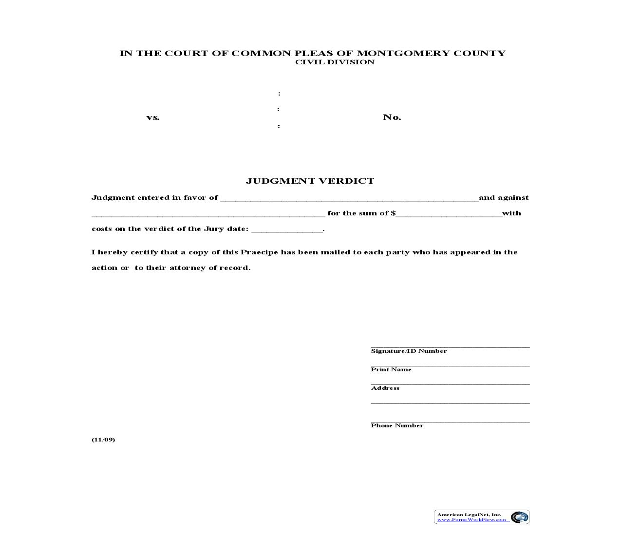 Judgment Verdict | Pdf Fpdf Doc Docx | Pennsylvania