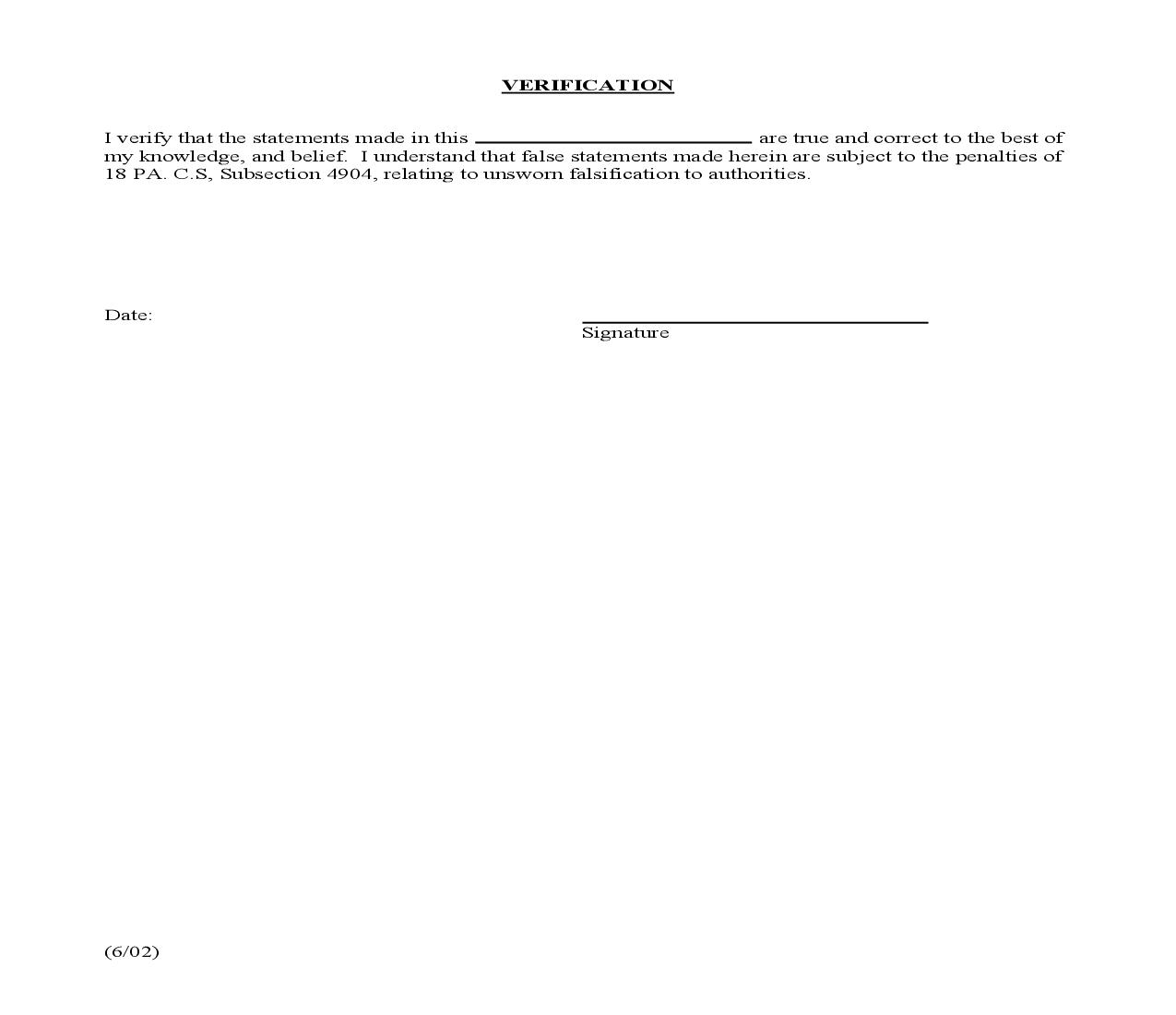 Verification | Pdf Fpdf Doc Docx | Pennsylvania