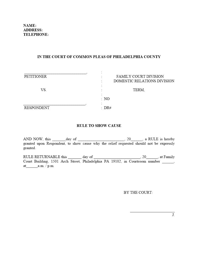 Rule To Show Cause | Pdf Fpdf Docx | Pennsylvania