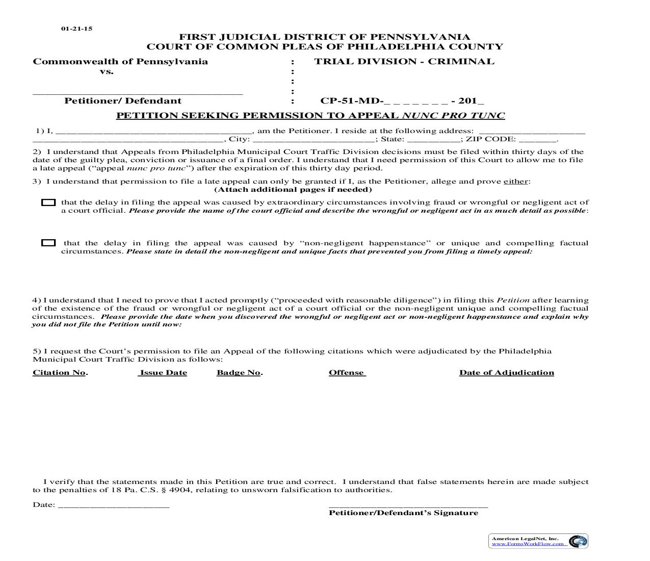 Petition Seeking Permission To Appeal Nunc Pro Tunc | Pdf Fpdf Doc Docx | Pennsylvania