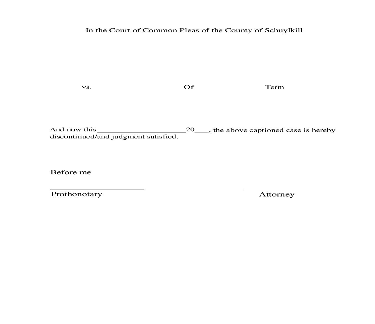 Discontinue Case Form | Pdf Fpdf Doc Docx | Pennsylvania
