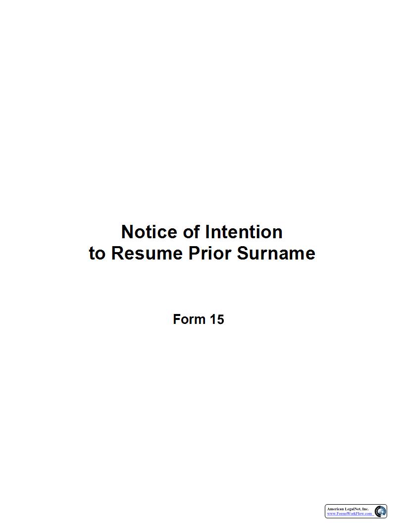 Notice To Resume Prior Surname | Pdf Fpdf Docx | Pennsylvania