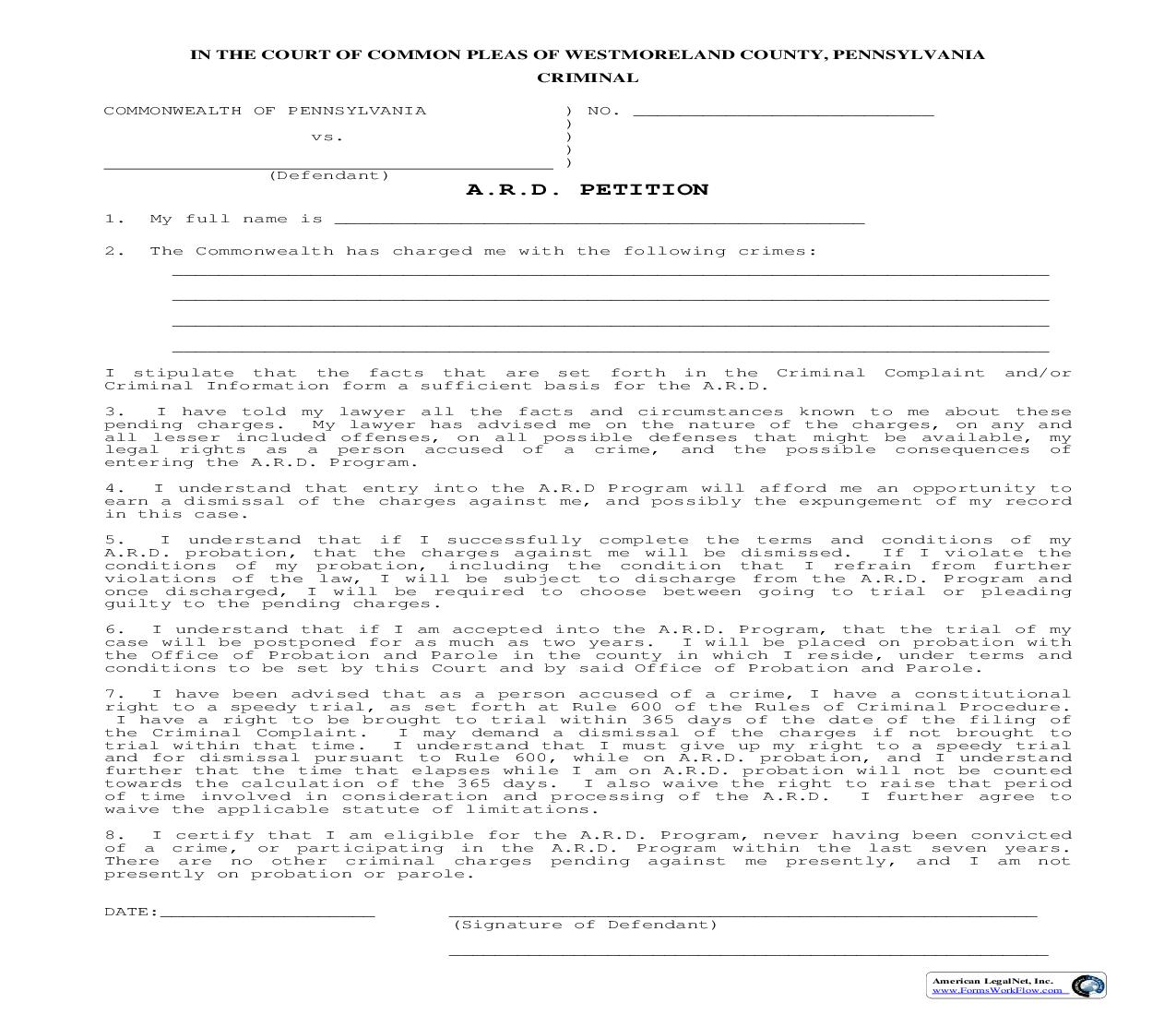 ARD Petition | Pdf Fpdf Doc Docx | Pennsylvania