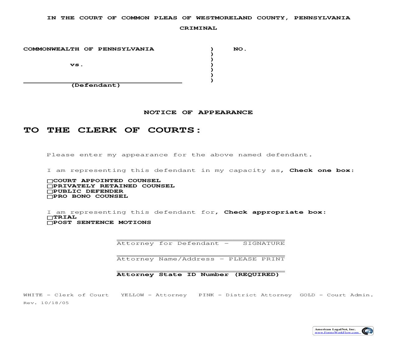 Notice Of Appearance | Pdf Fpdf Doc Docx | Pennsylvania