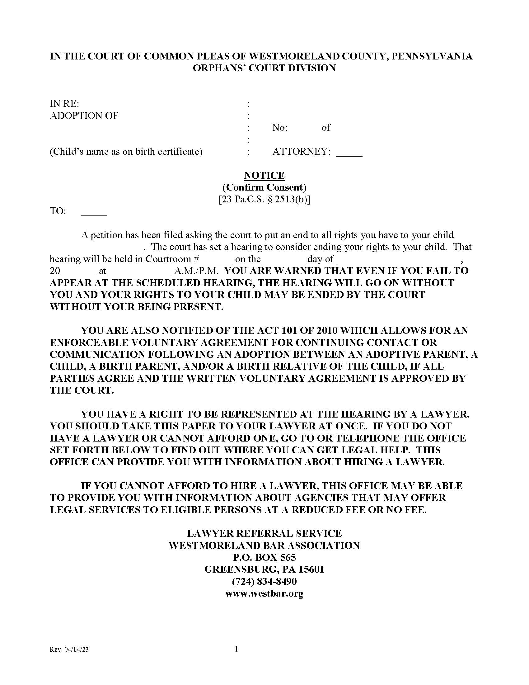 Confirm Consent Packet | Pdf Fpdf Doc Docx | Pennsylvania