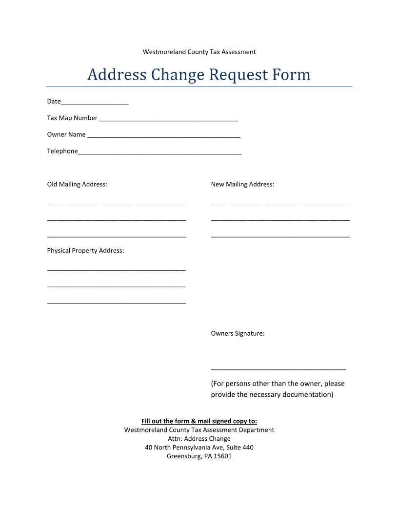 Address Change Request Form | Pdf Fpdf Docx | Pennsylvania
