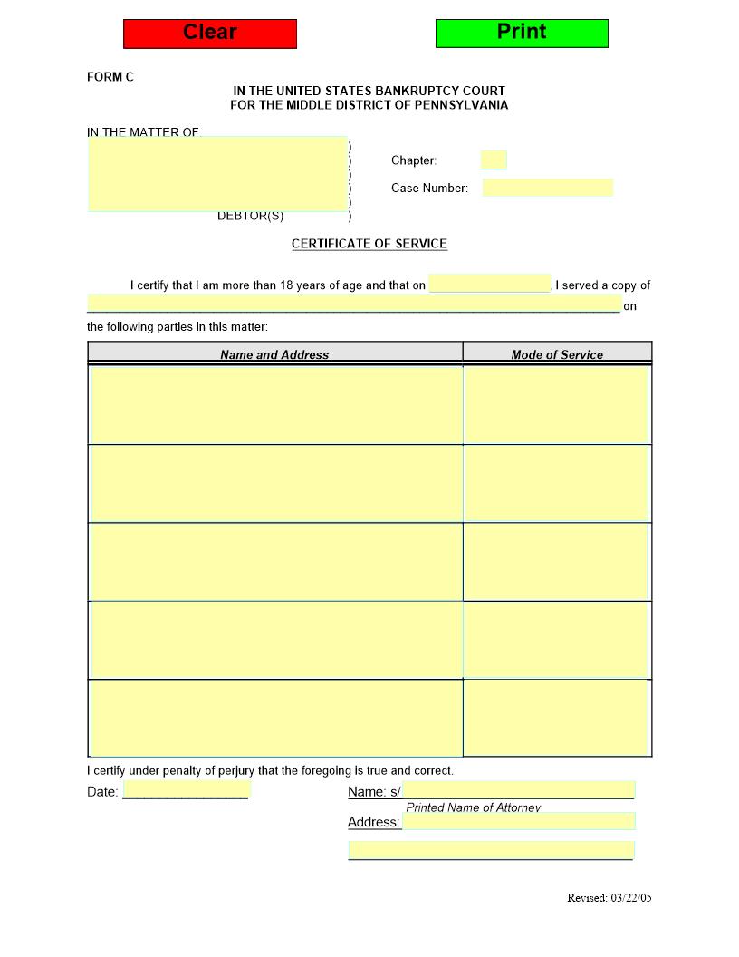 Certificate Of Service | Pdf Fpdf Docx | Pennsylvania