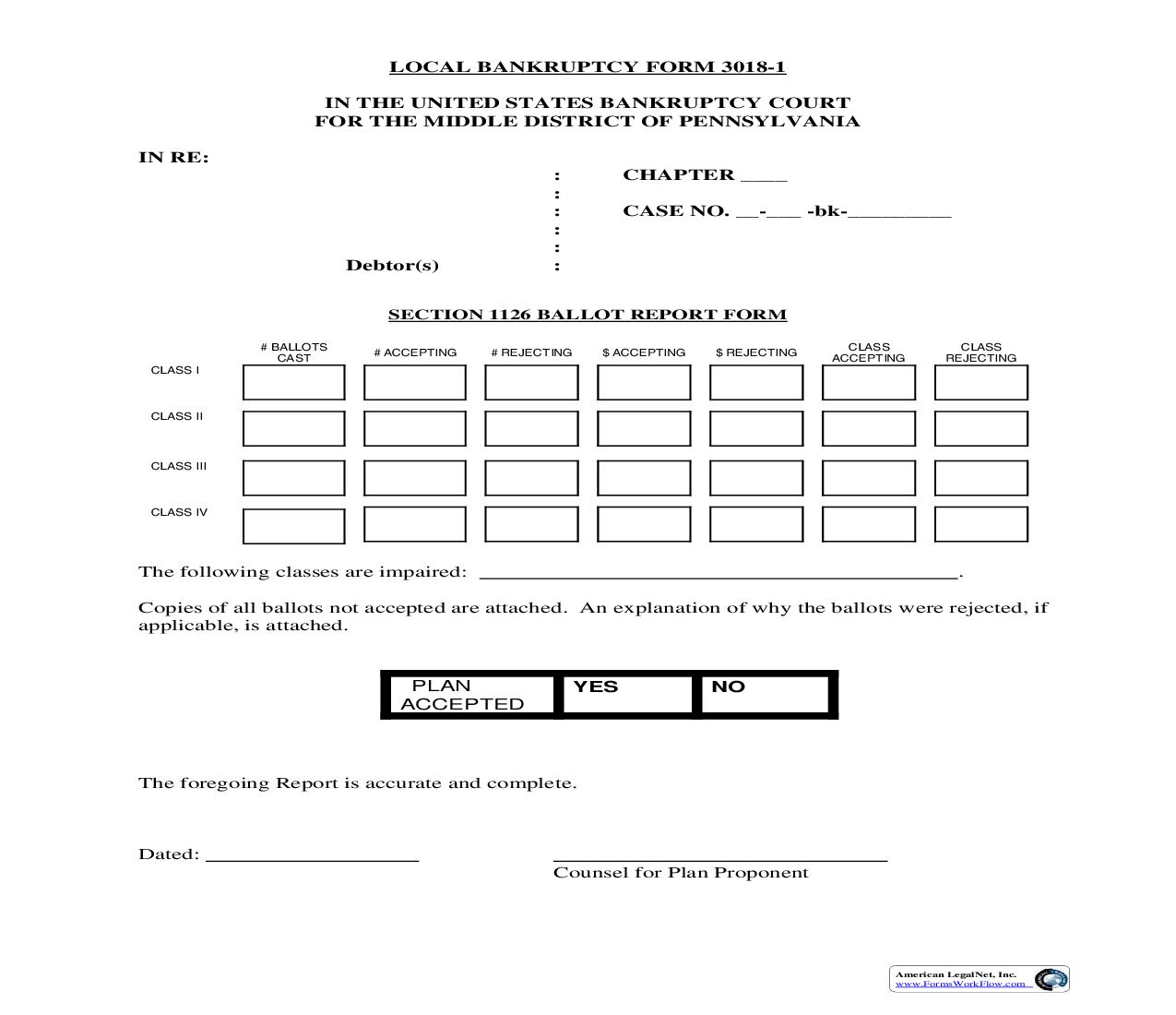 Section 1126 Ballot Report Form {3018-1} | Pdf Fpdf Doc Docx | Pennsylvania