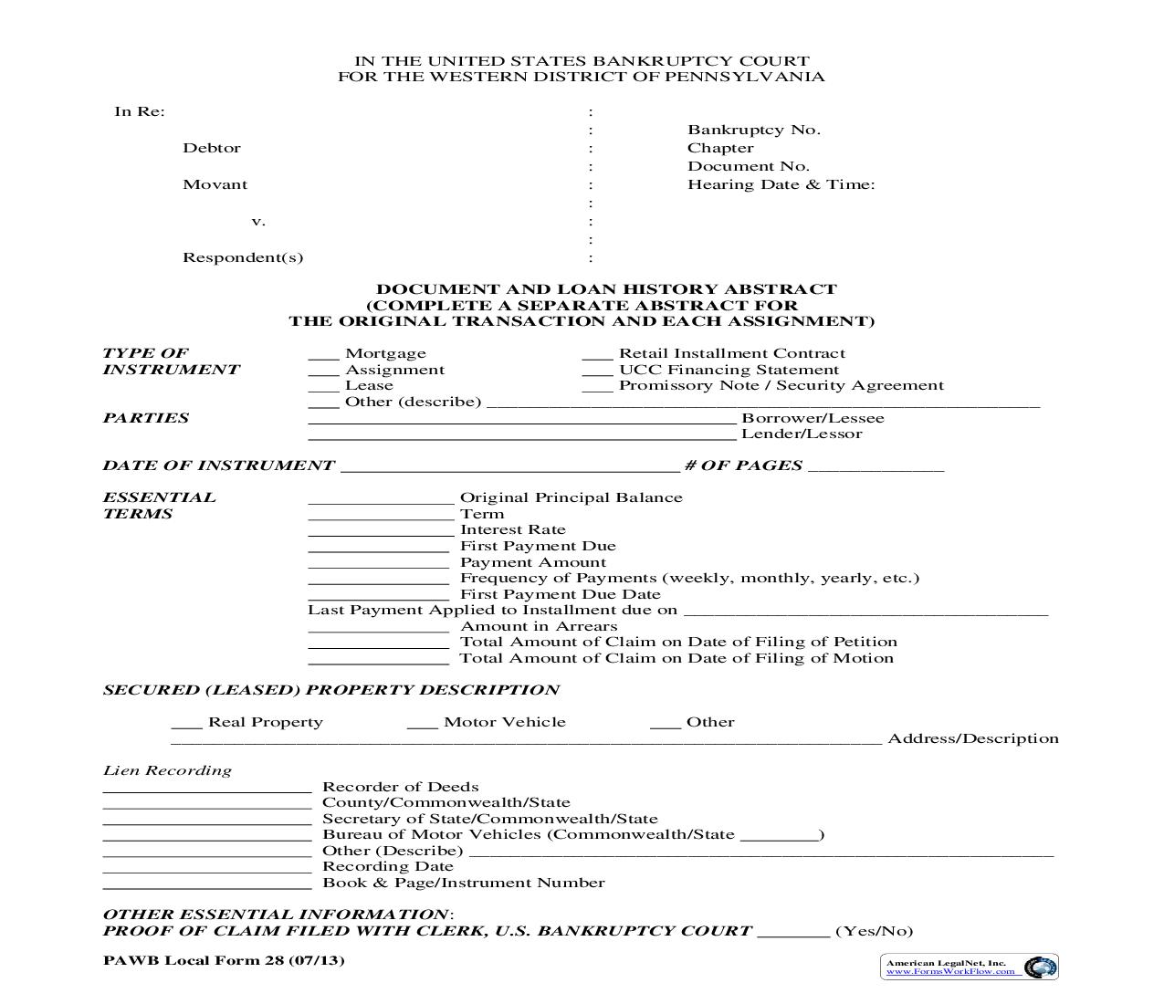 Document And Loan History Abstract {28} | Pdf Fpdf Doc Docx | Pennsylvania