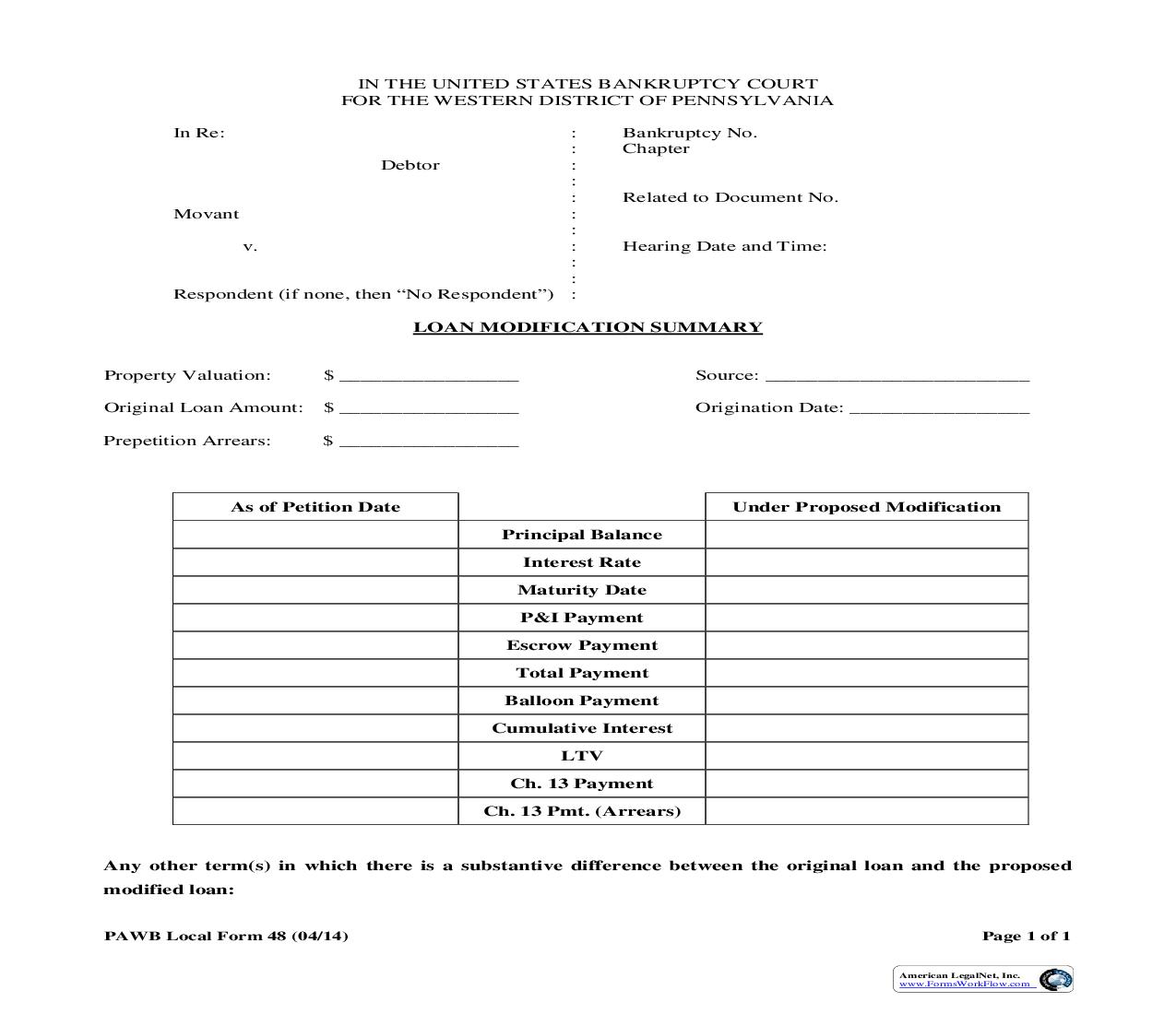 Loan Modification Summary {48} | Pdf Fpdf Doc Docx | Pennsylvania