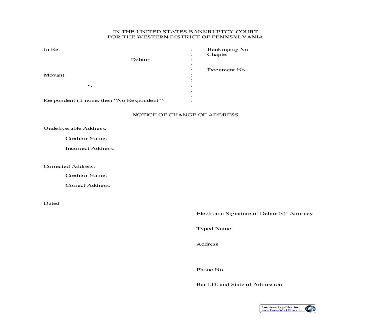 Notice Of Change Of Address | Pdf Fpdf Doc Docx | Pennsylvania