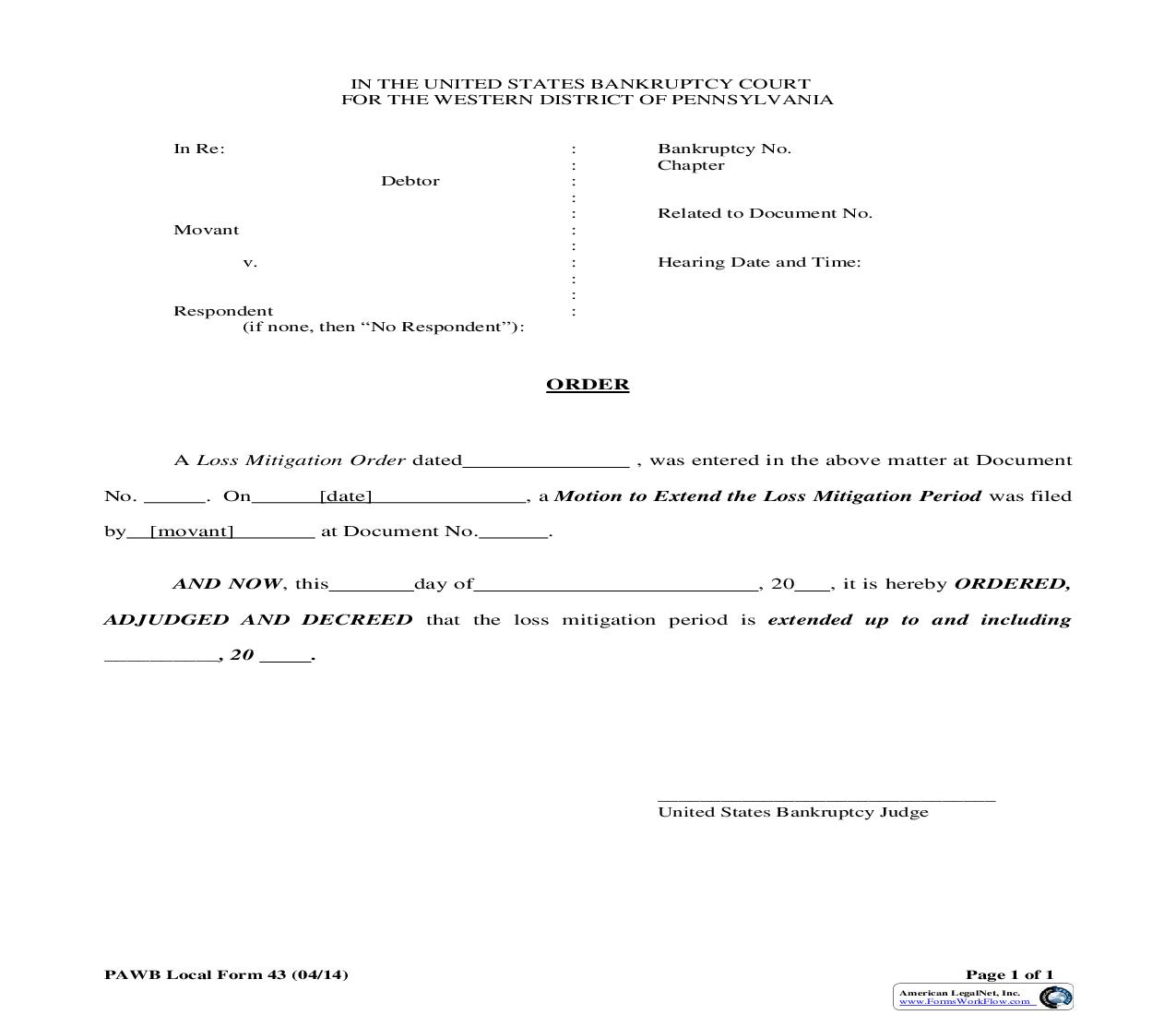 Proposed Order Extending The Loss Mitigation Period {43} | Pdf Fpdf Doc Docx | Pennsylvania