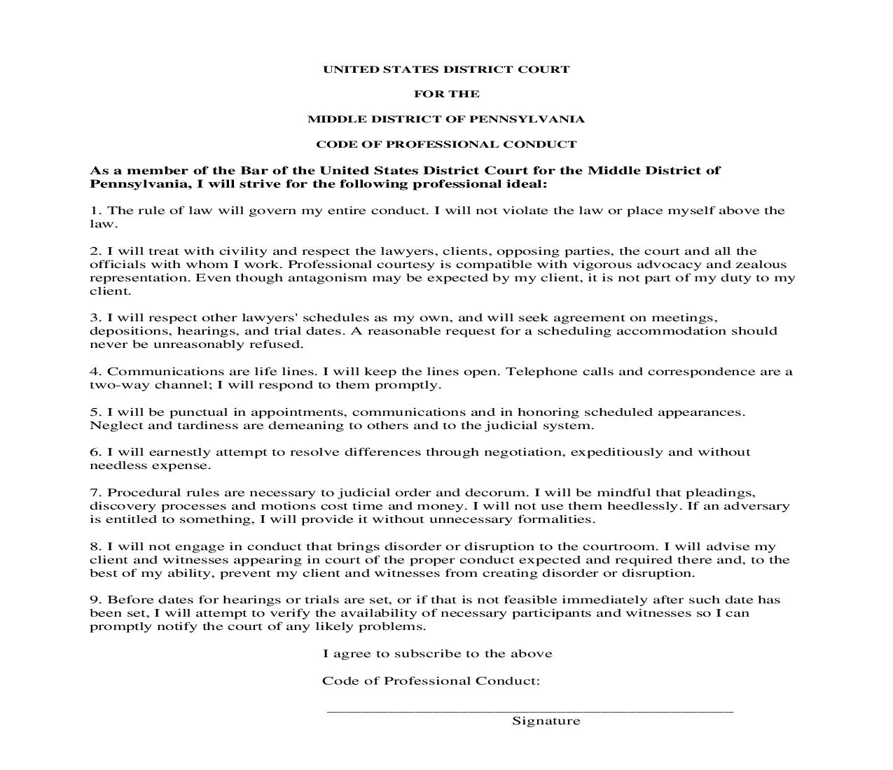 Code Of Professional Conduct | Pdf Fpdf Doc Docx | Pennsylvania