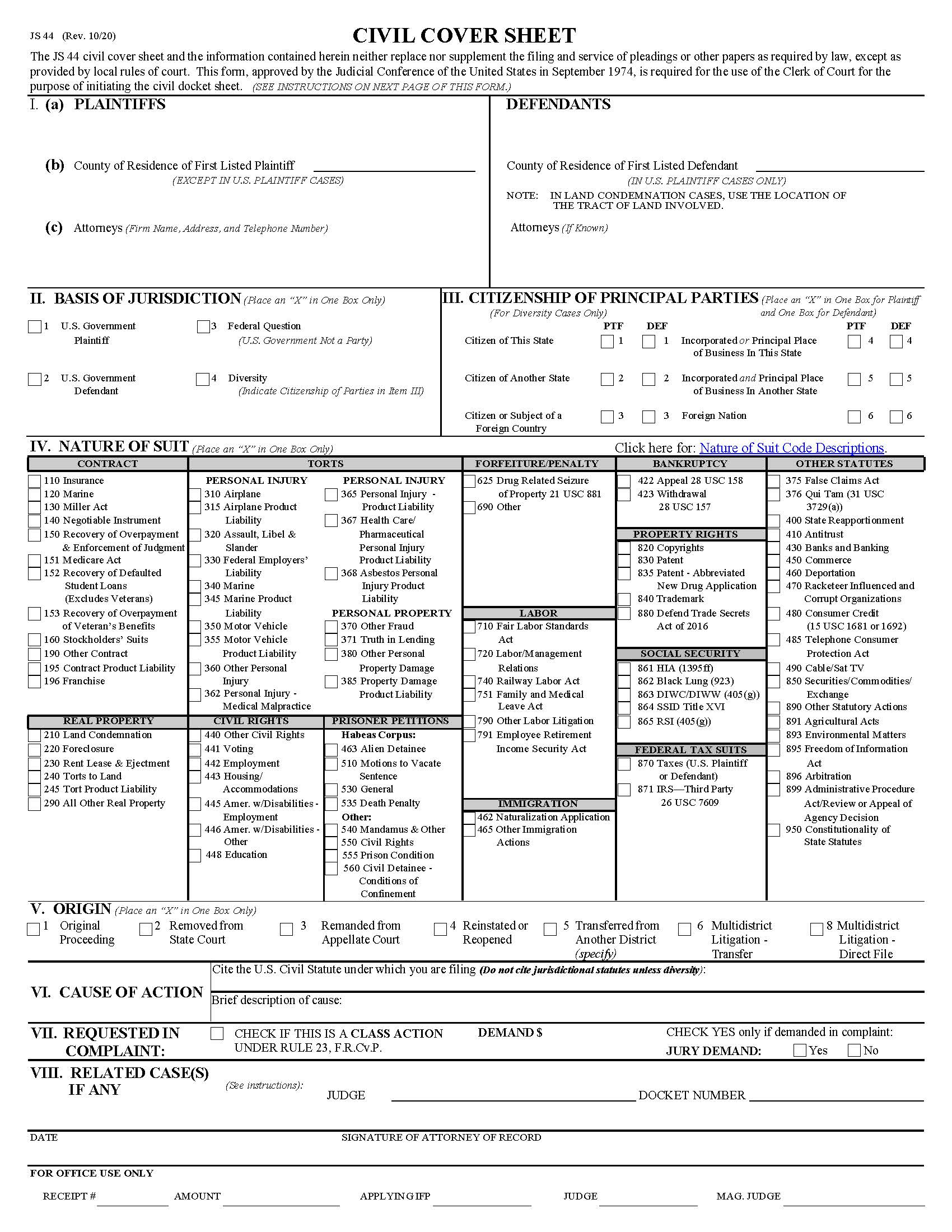 Civil Cover Sheet (PA USDC Western) {JS 44} | Pdf Fpdf Docx | Pennsylvania