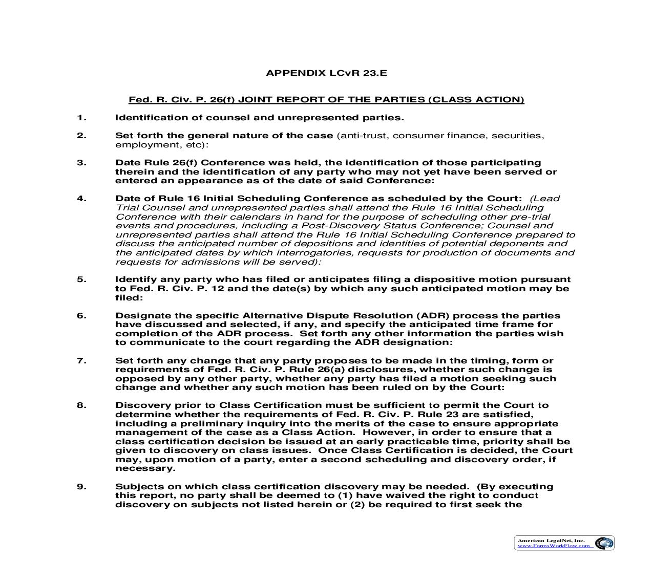 Joint Report Of The Parties (Class Action) | Pdf Fpdf Doc Docx | Pennsylvania