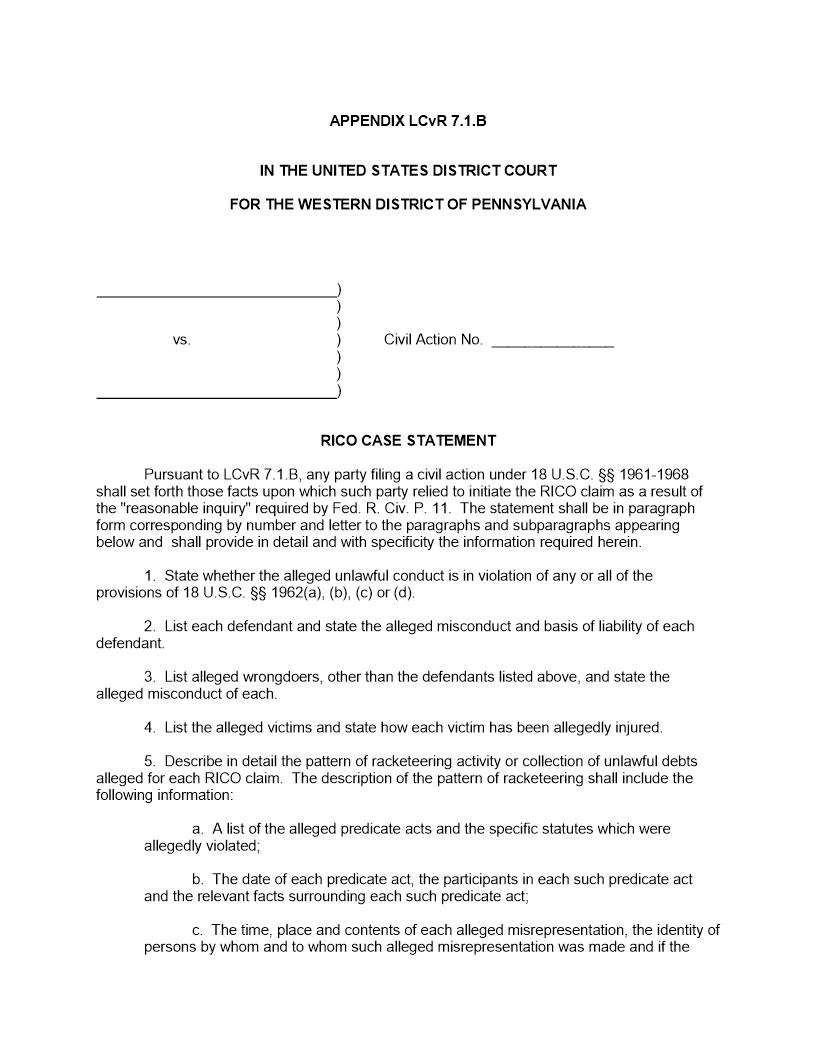 RICO Case Statement | Pdf Fpdf Docx | Pennsylvania