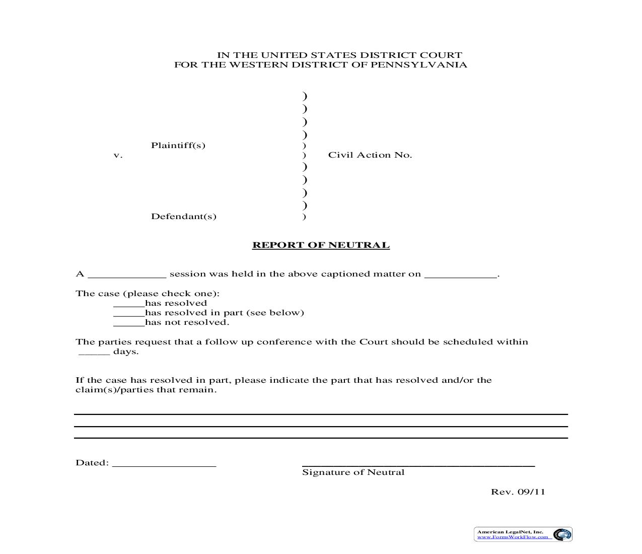 Report Of Neutral | Pdf Fpdf Doc Docx | Pennsylvania