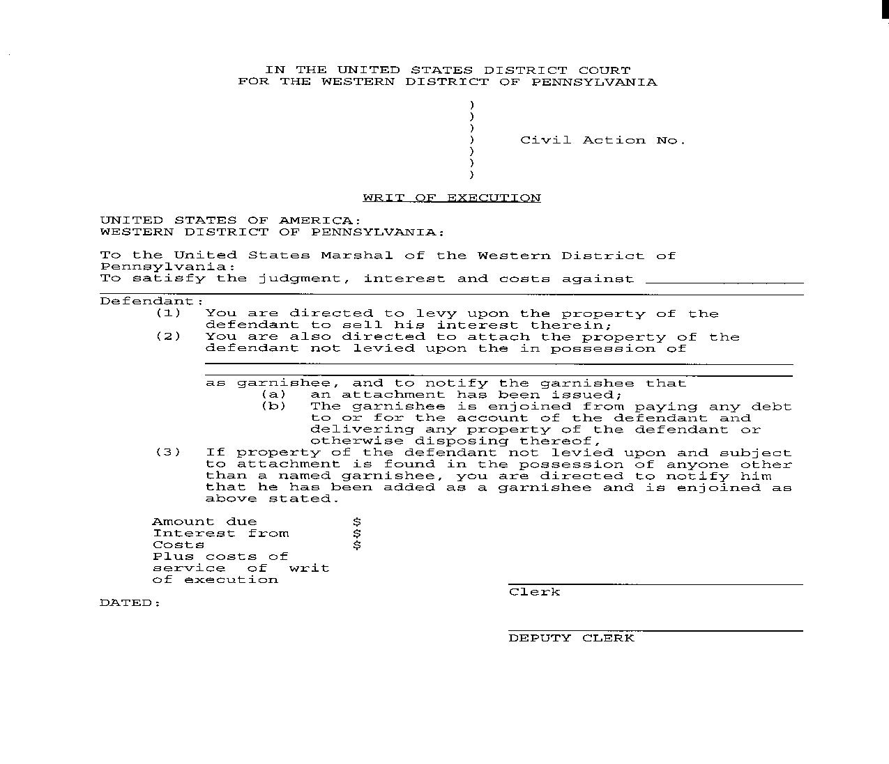 Writ Of Execution (Property) | Pdf Fpdf Doc Docx | Pennsylvania