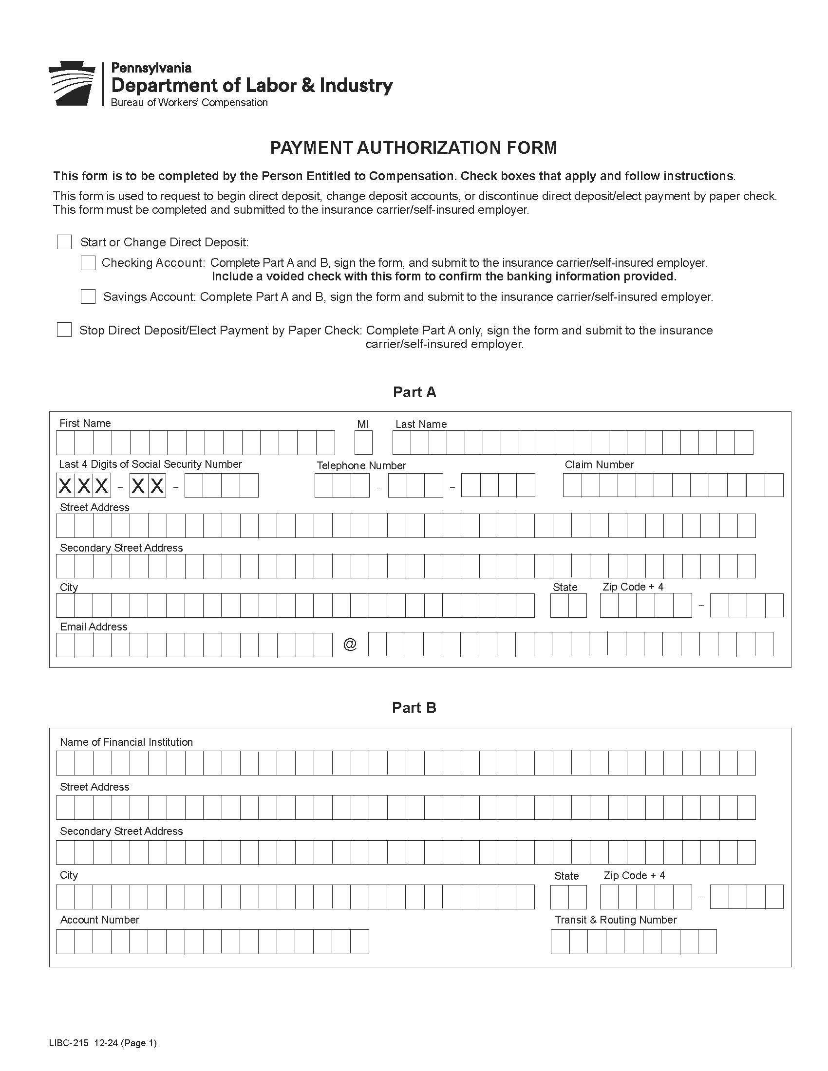 Payment Authorization {LIBC-215} | Pdf Fpdf Docx | Pennsylvania