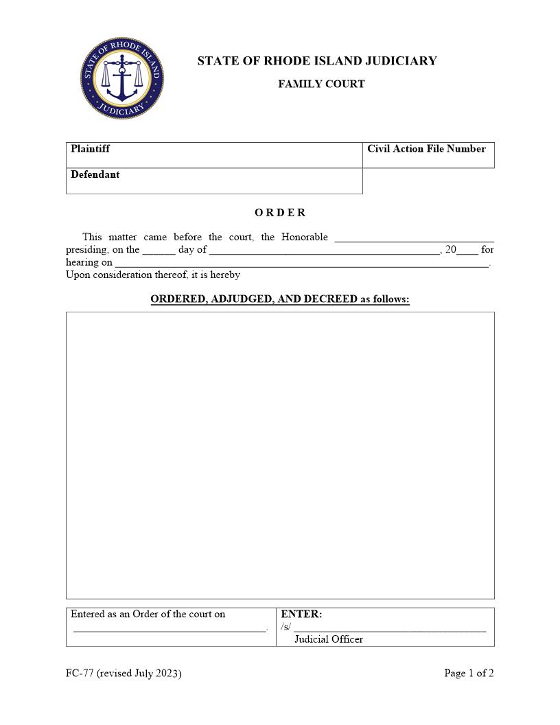 Order {FC-77} | Pdf Fpdf Docx | Rhode Island