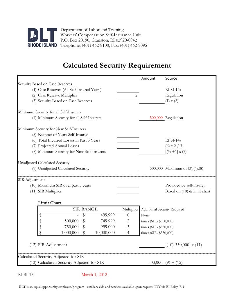 Calculated Security Requirement {RI SI-15} | Pdf Fpdf Docx | Rhode Island