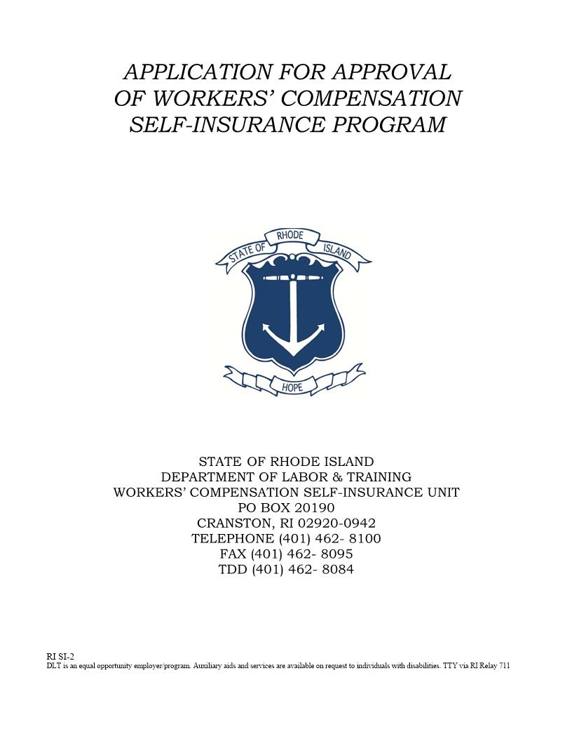 Self Insurer Application {RI SI-2} | Pdf Fpdf Docx | Rhode Island