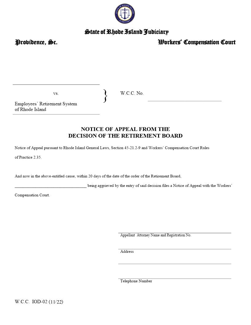Appeal From Decision Of Retirement Board | Pdf Fpdf Docx | Rhode Island