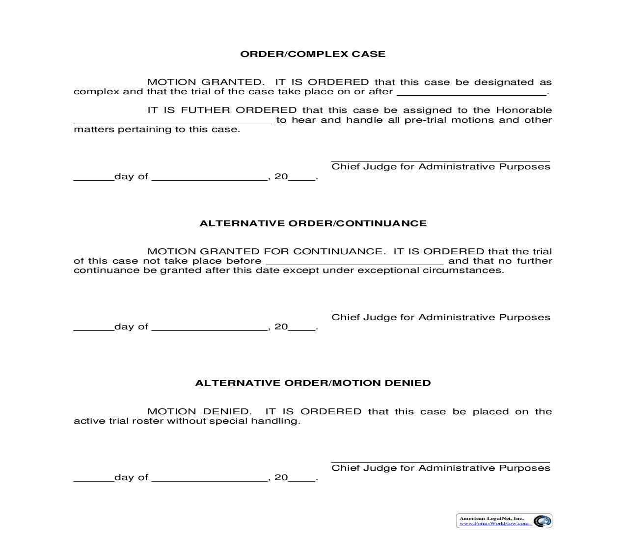 Order-Complex Case {SCC-ACC-101} | Pdf Fpdf Doc Docx | South Carolina