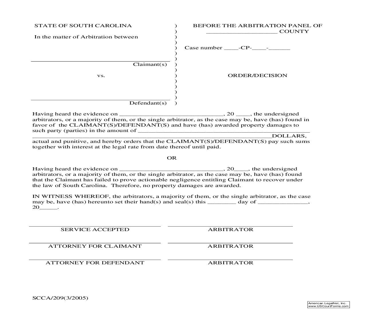 Order-Decision {SCCA-209} | Pdf Fpdf Doc Docx | South Carolina