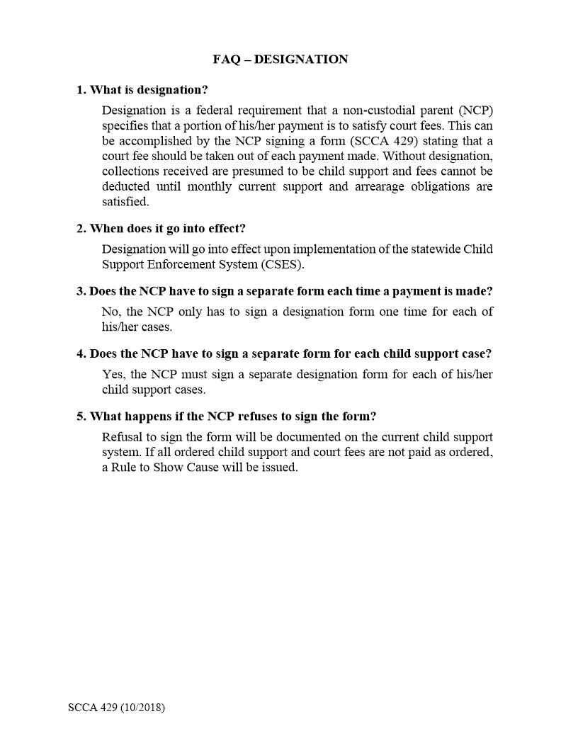 Designation-Payment Of Court Costs {SCCA-429} | Pdf Fpdf Doc Docx | South Carolina