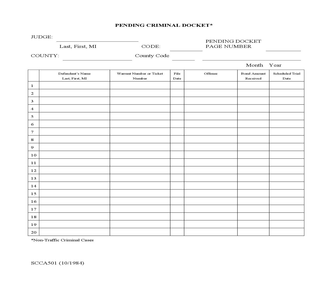 Pending Criminal Docket {SCCA-501} | Pdf Fpdf Doc Docx | South Carolina
