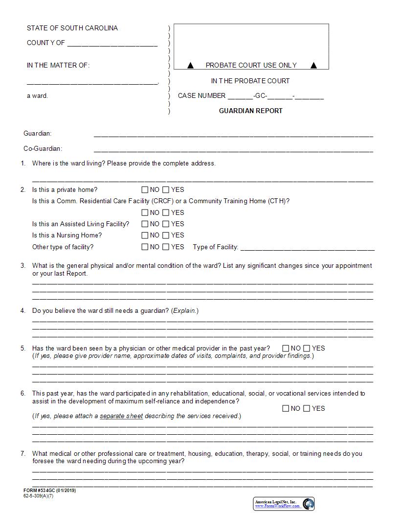 Guardian Report {534GC} | Pdf Fpdf Docx | South Carolina