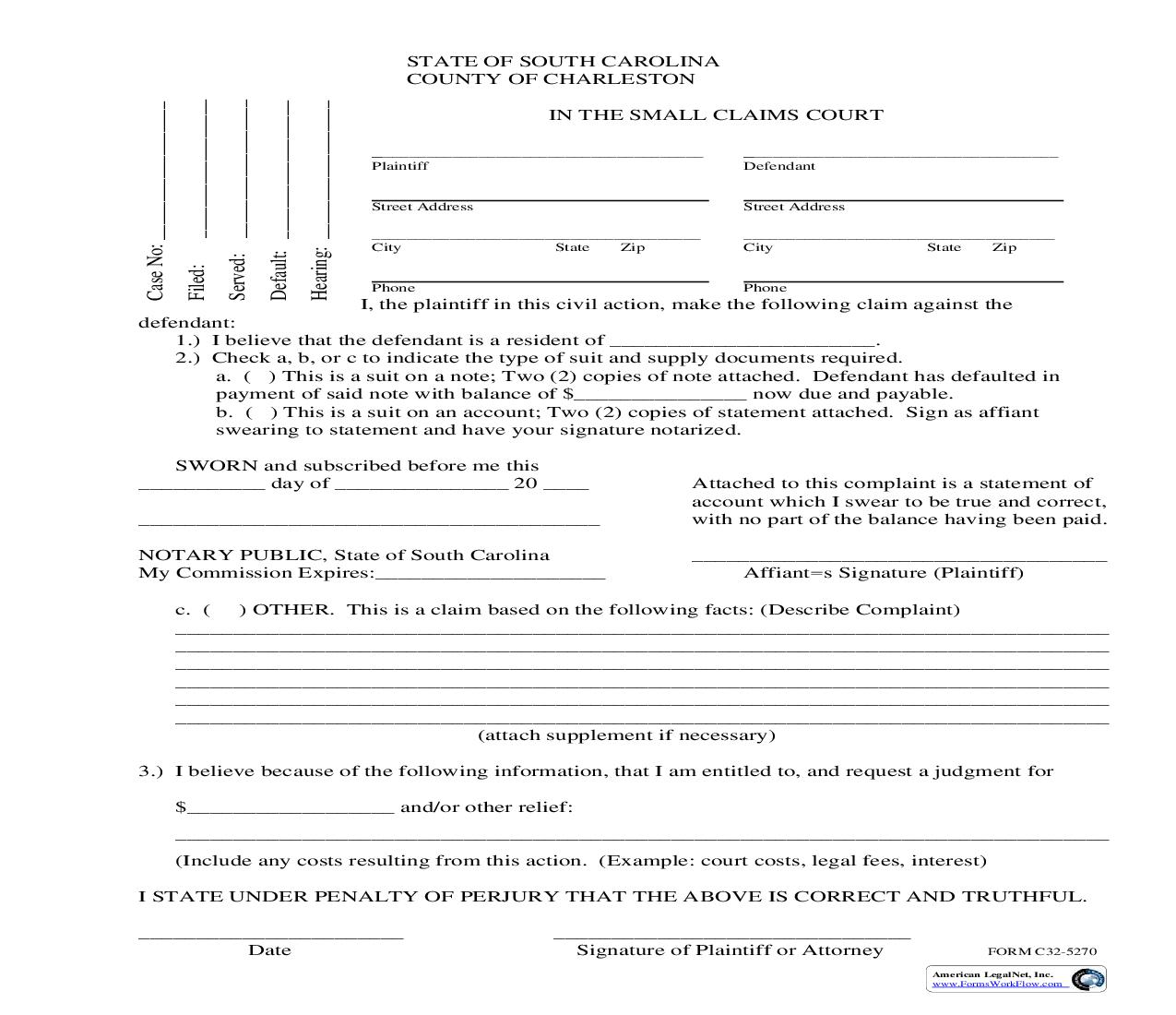 Complaint {C32-5270} | Pdf Fpdf Doc Docx | South Carolina