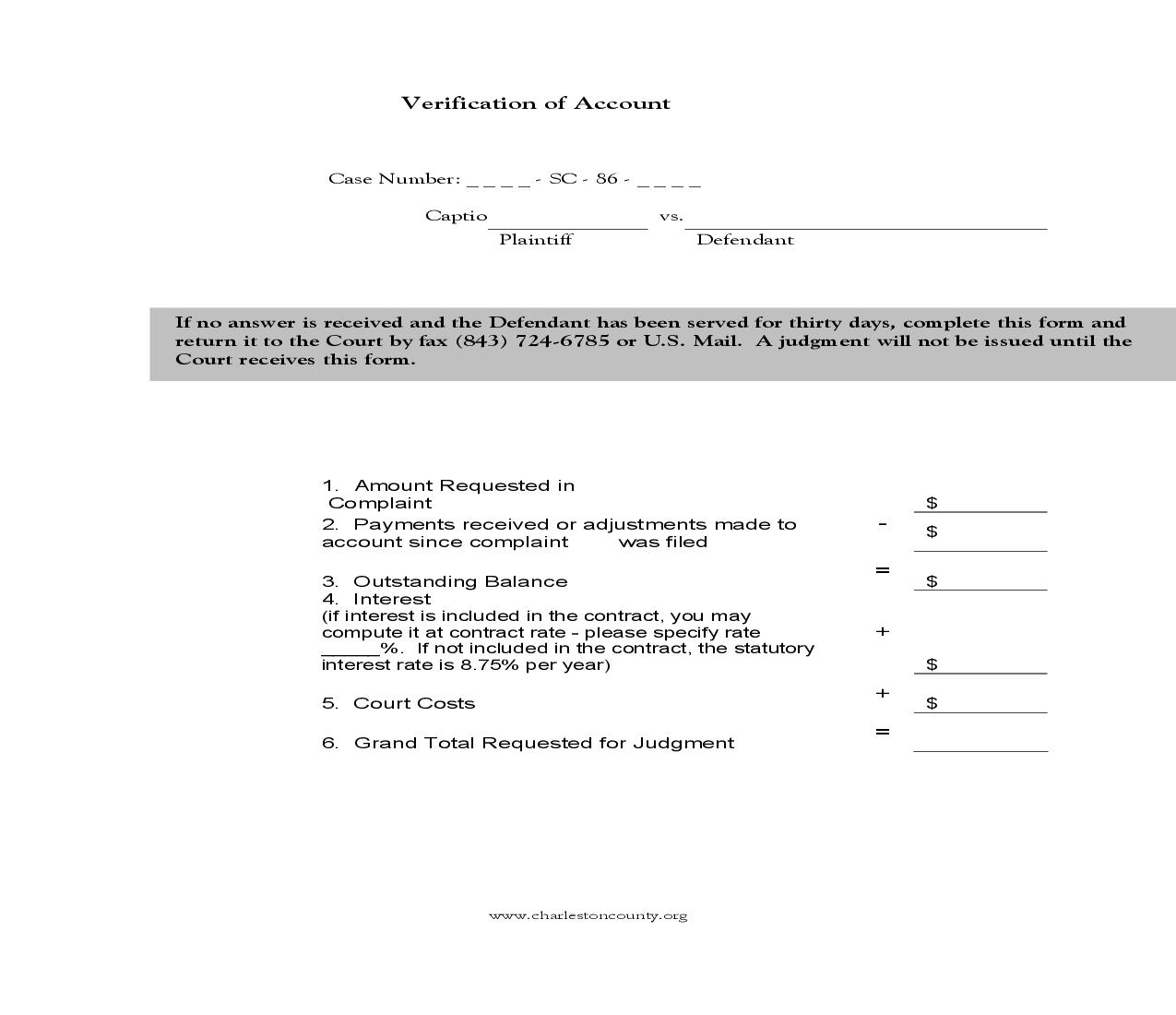 Verification Of Account | Pdf Fpdf Doc Docx | South Carolina