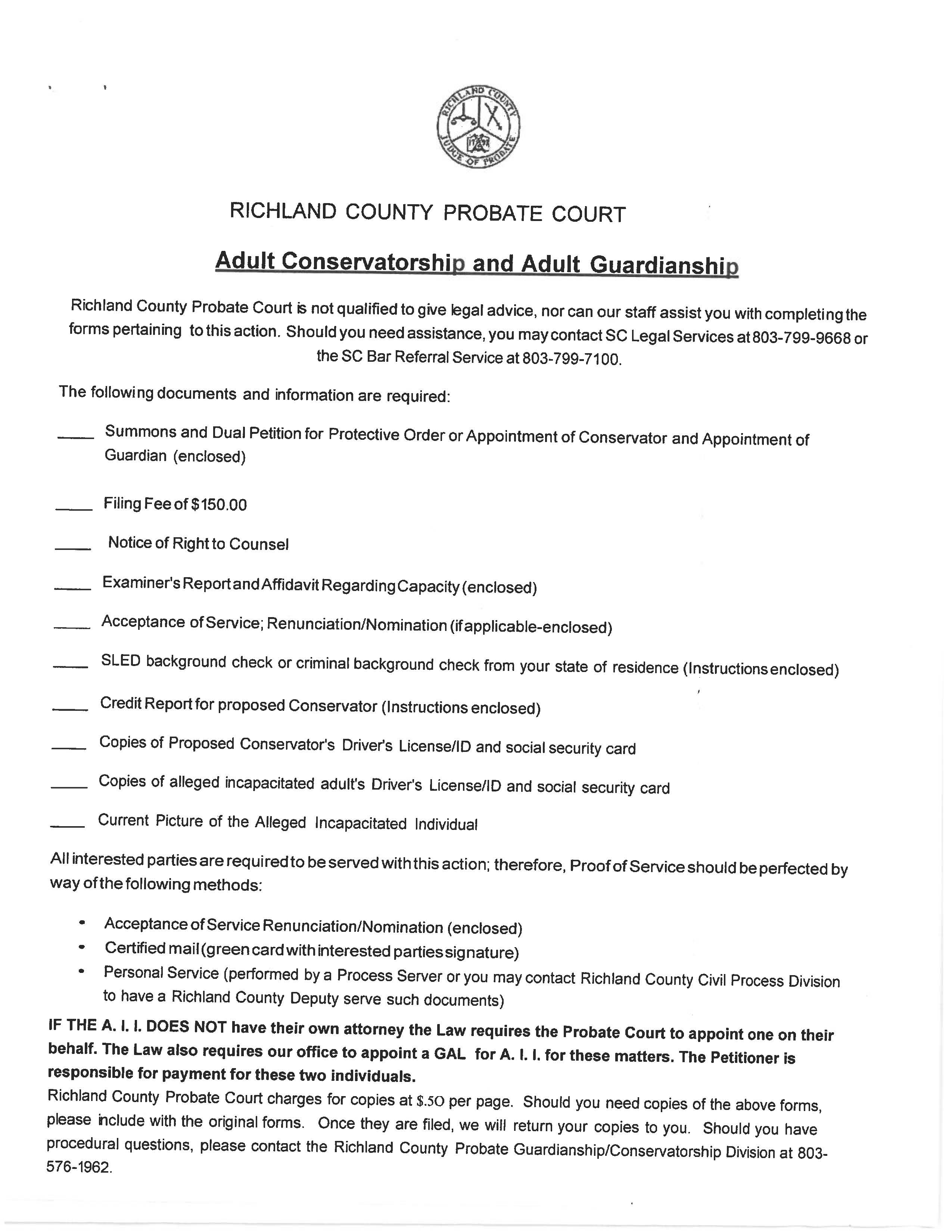 Adult Conservatorship And Adult Guardianship Packet | Pdf Fpdf Docx | South Carolina