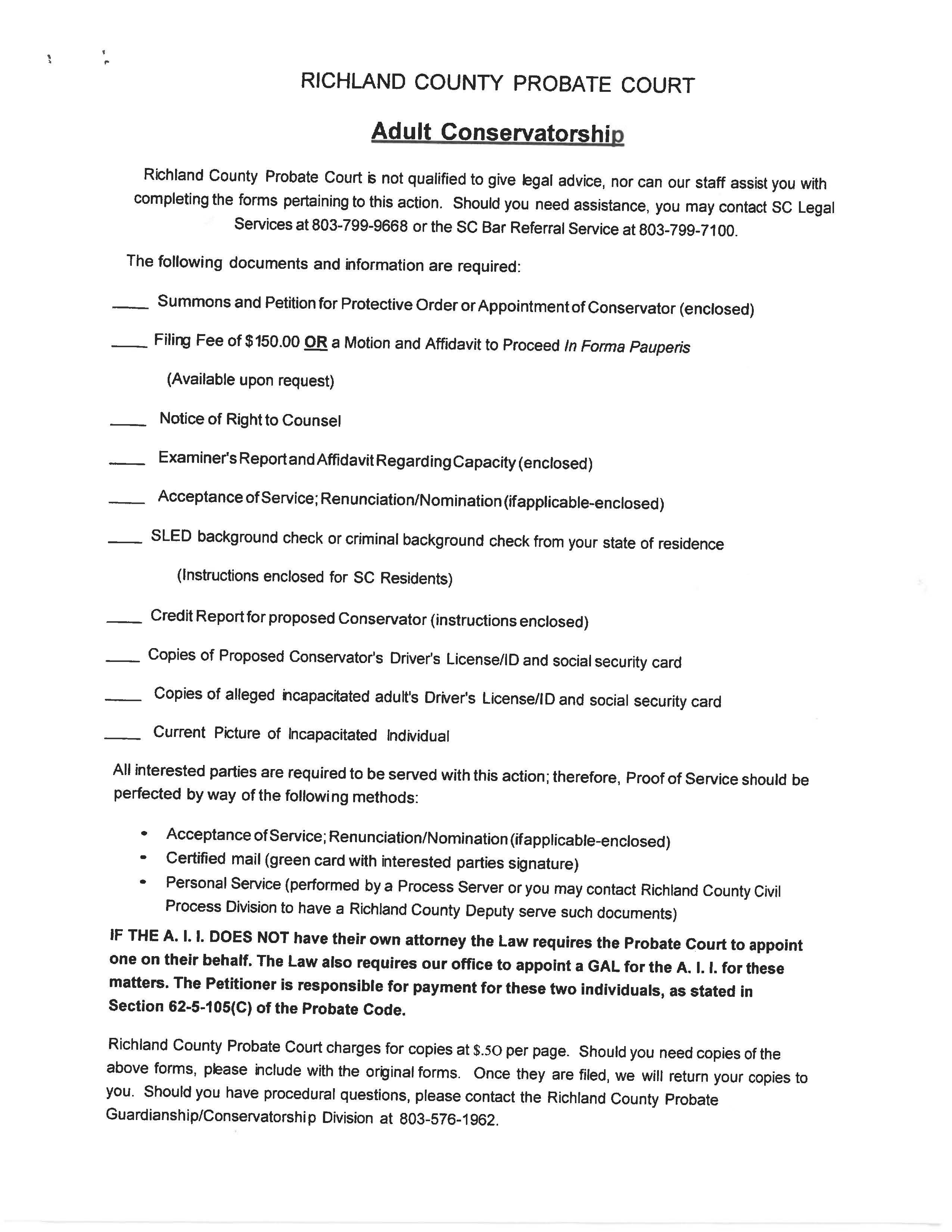 Adult Conservatorship Packet | Pdf Fpdf Docx | South Carolina