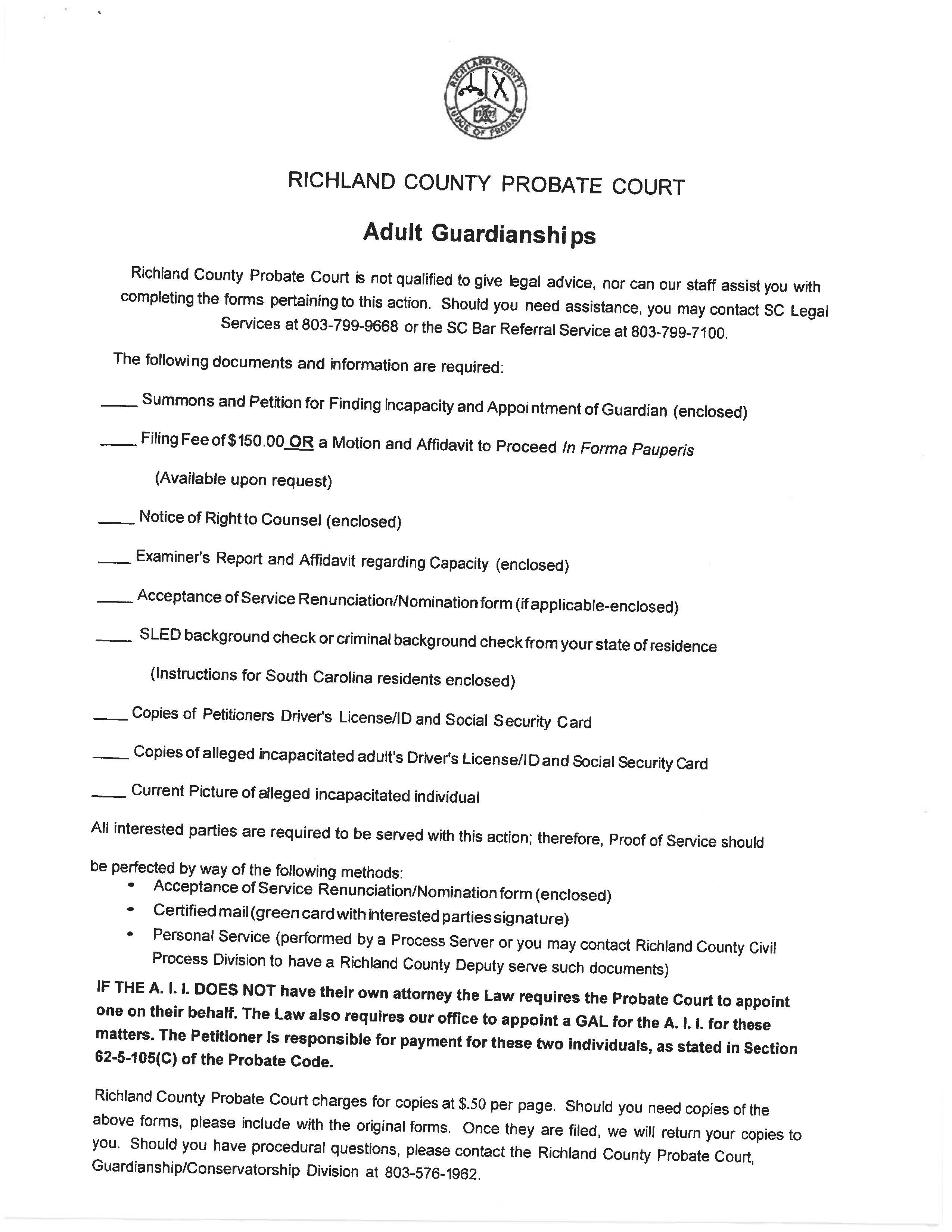 Adult Guardianship Packet | Pdf Fpdf Docx | South Carolina