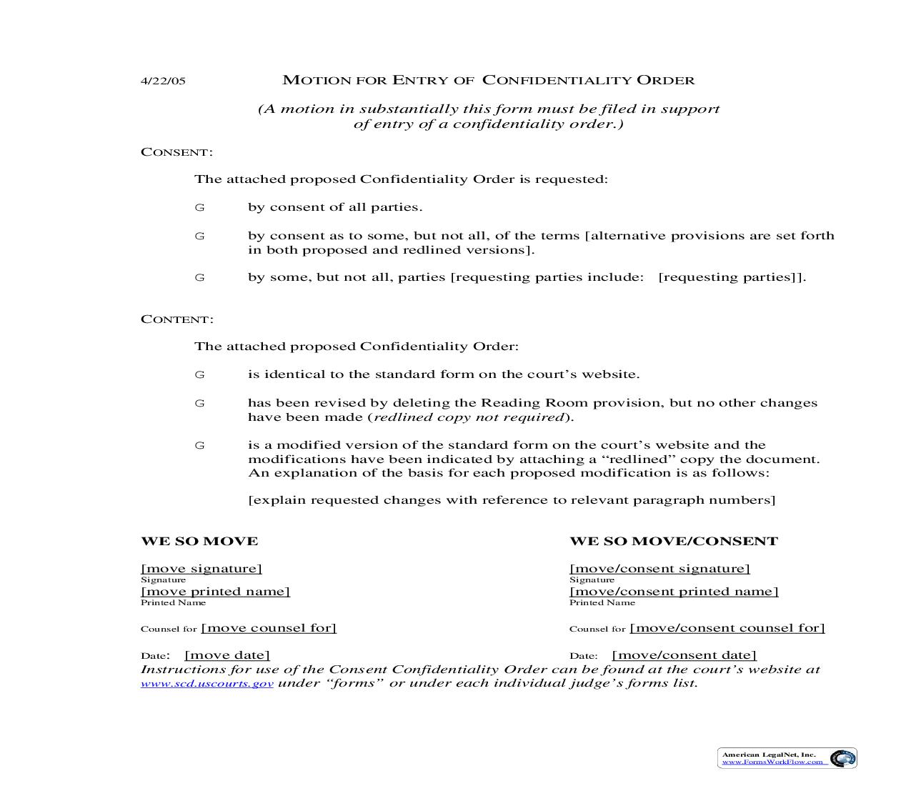 Confidentiality Order Without Reading Room Provision | Pdf Fpdf Doc Docx | South Carolina