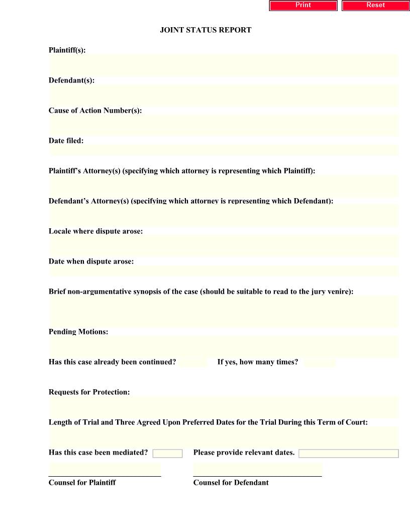 Gossett Joint Status Report | Pdf Fpdf Docx | South Carolina