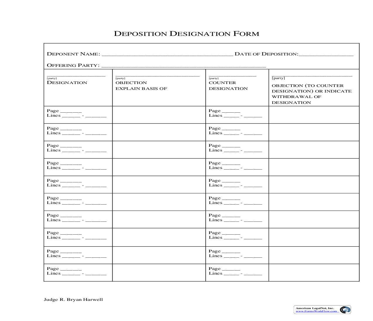 Harwell Deposition Designation Form | Pdf Fpdf Doc Docx | South Carolina