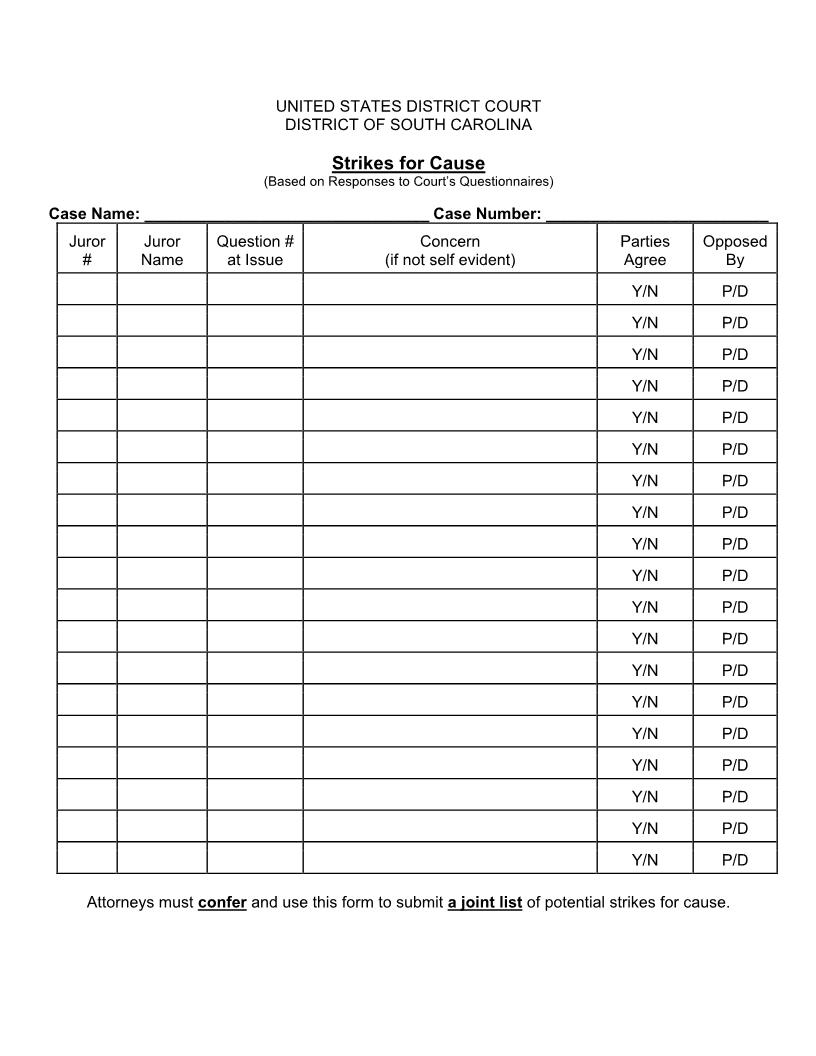 Gossett Joint Strikes For Cause | Pdf Fpdf Docx | South Carolina