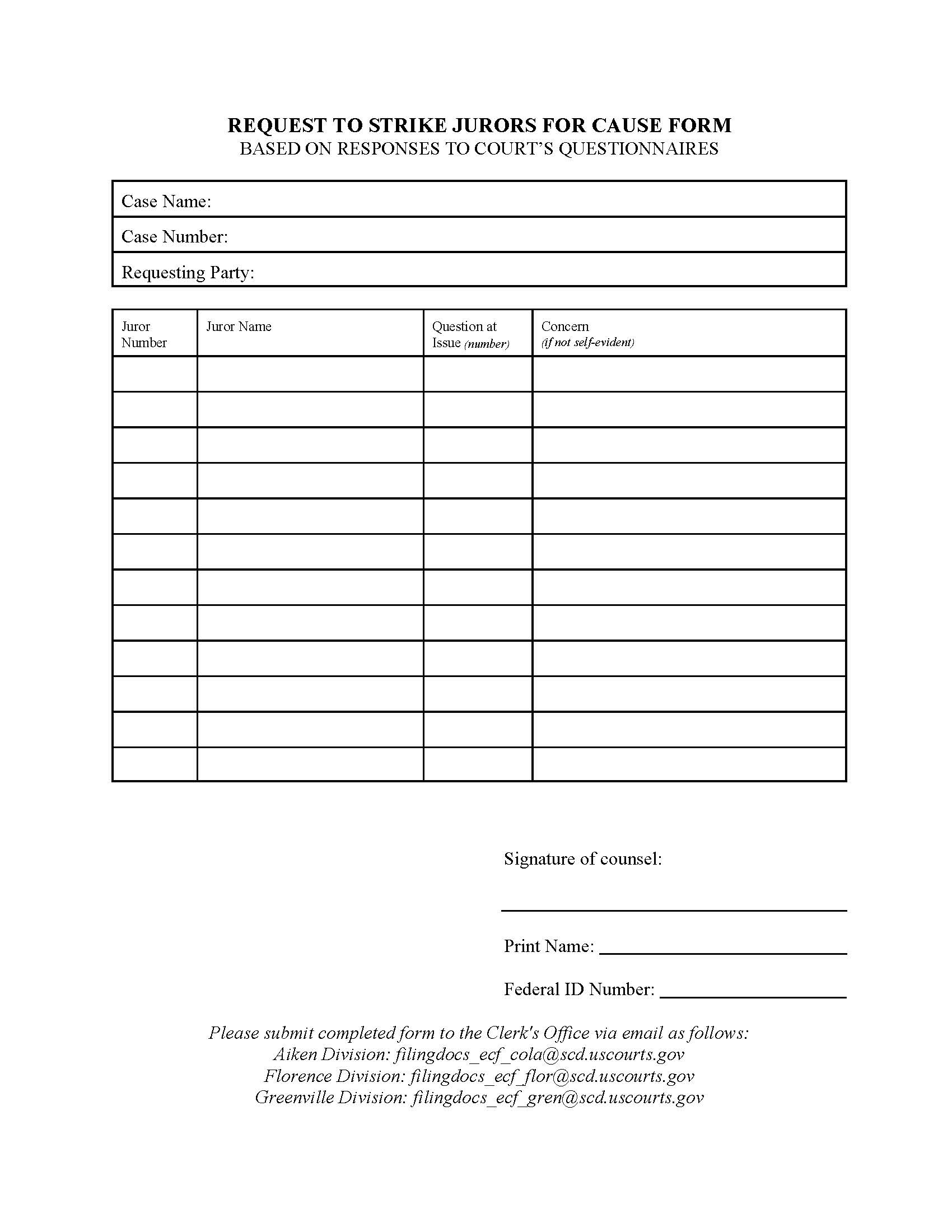 Harwell Request To Strike Jurors | Pdf Fpdf Doc Docx | South Carolina