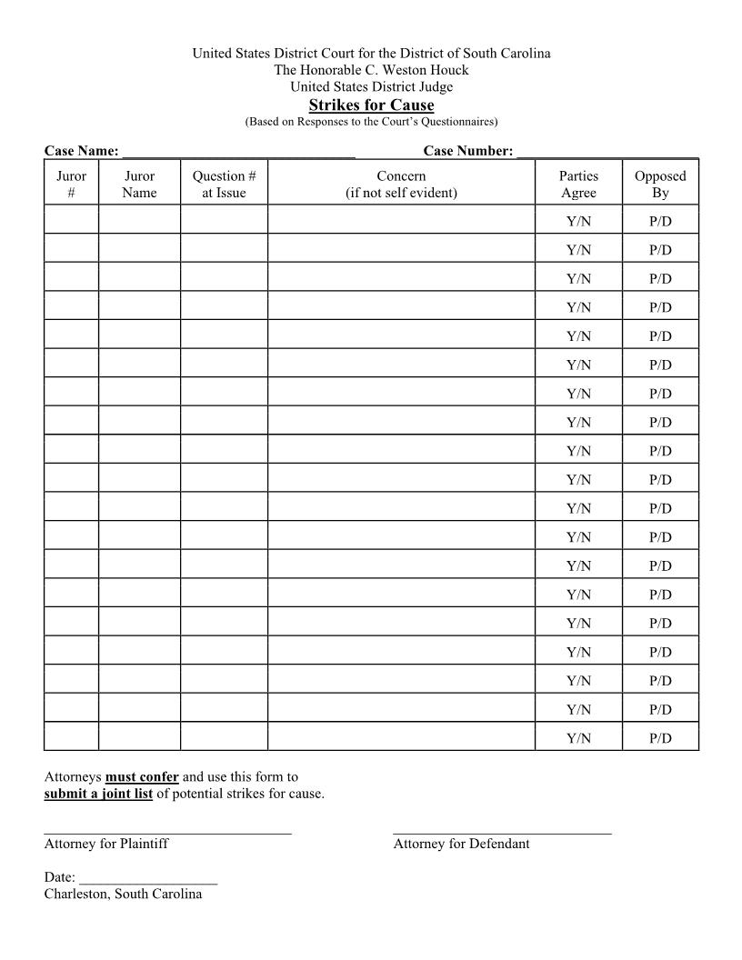 Houck Request To Strike Jurors | Pdf Fpdf Docx | South Carolina