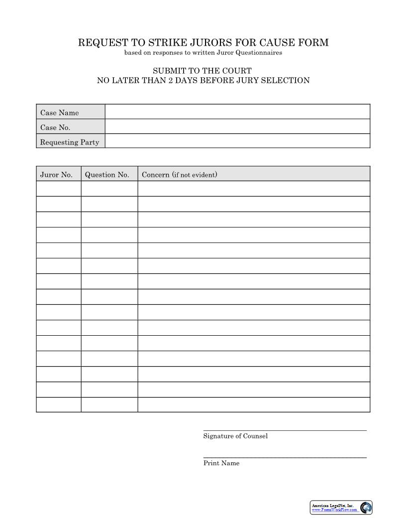 Joe Anderson Request To Strike Jurors for Cause | Pdf Fpdf Docx | South Carolina