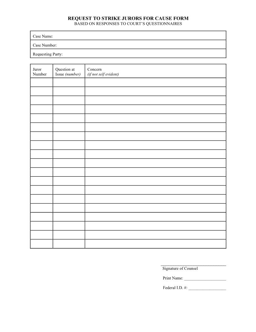 Request To Strike Jurors For Cause | Pdf Fpdf Docx | South Carolina