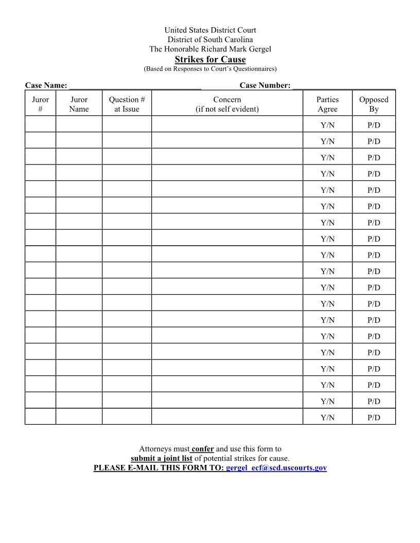 Richard Gergel Request To Strike Jurors | Pdf Fpdf Docx | South Carolina