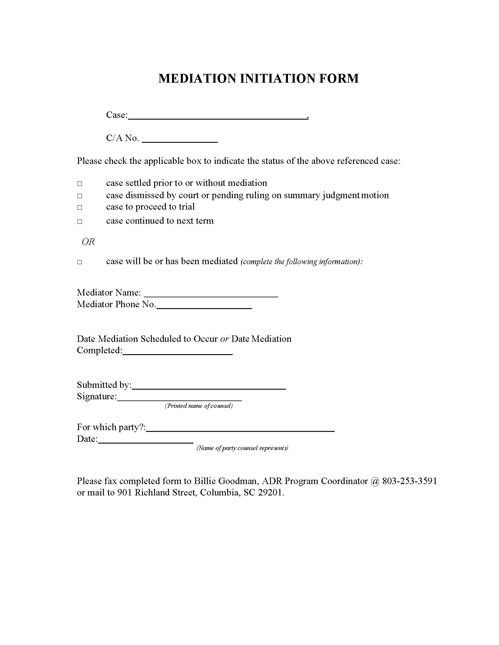 Austin Mediation Requirements | Pdf Fpdf Docx | South Carolina