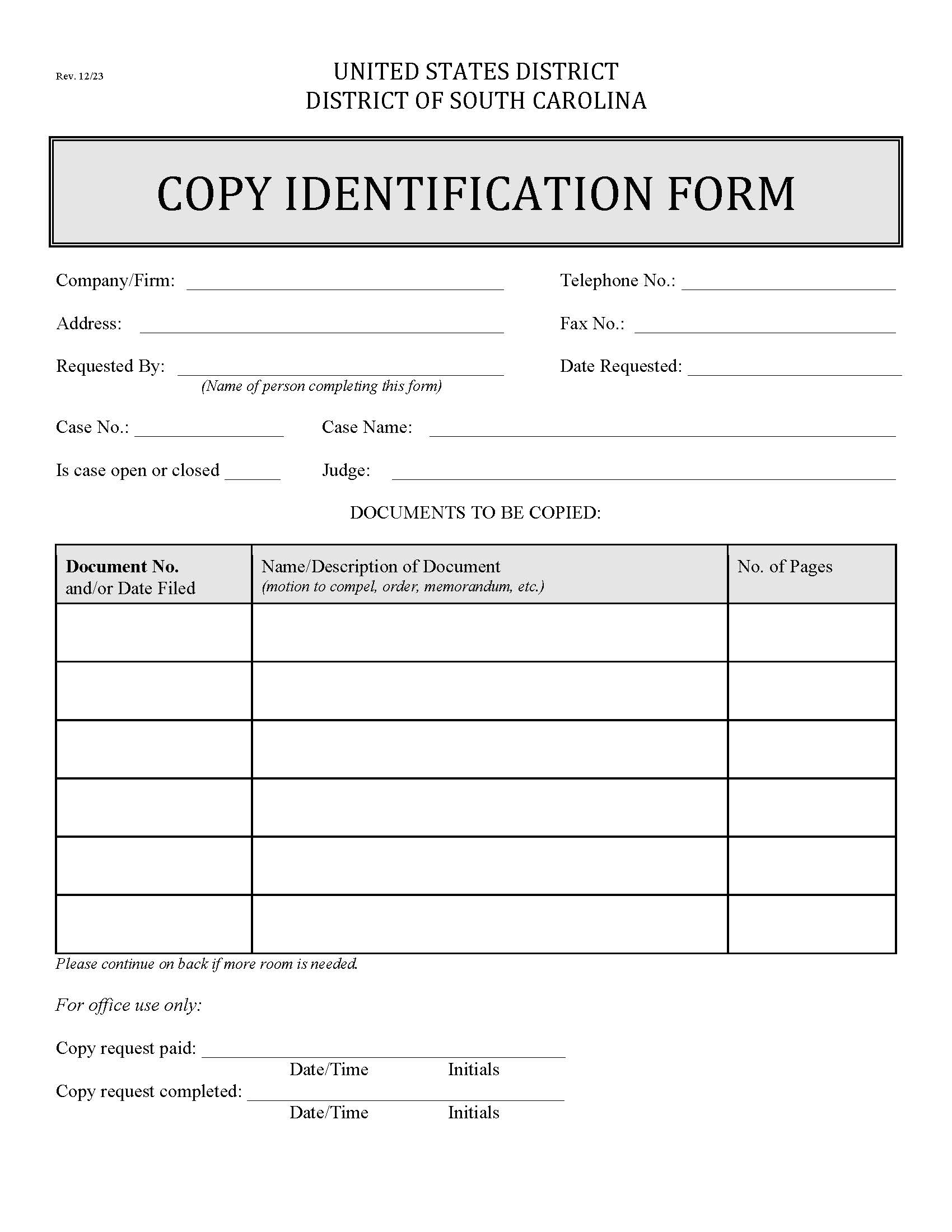Copy Request Form | Pdf Fpdf Docx | South Carolina